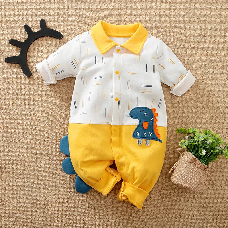 

Children's Clothing for Boy Girl Baby Onesie Spring Autumn Baby Dinosaur Ha-yi Crawl Suit Newborn Clothes Cotton Korean Version