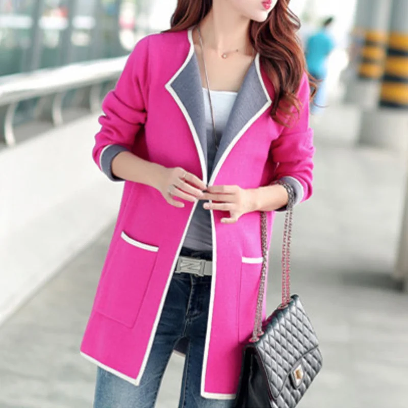 

Fashion Medium Length Women Long Sleeve Sweaters Ladies Tops Spring Autumn Knitted Female Cardigan Casual Coats Korean Jacket