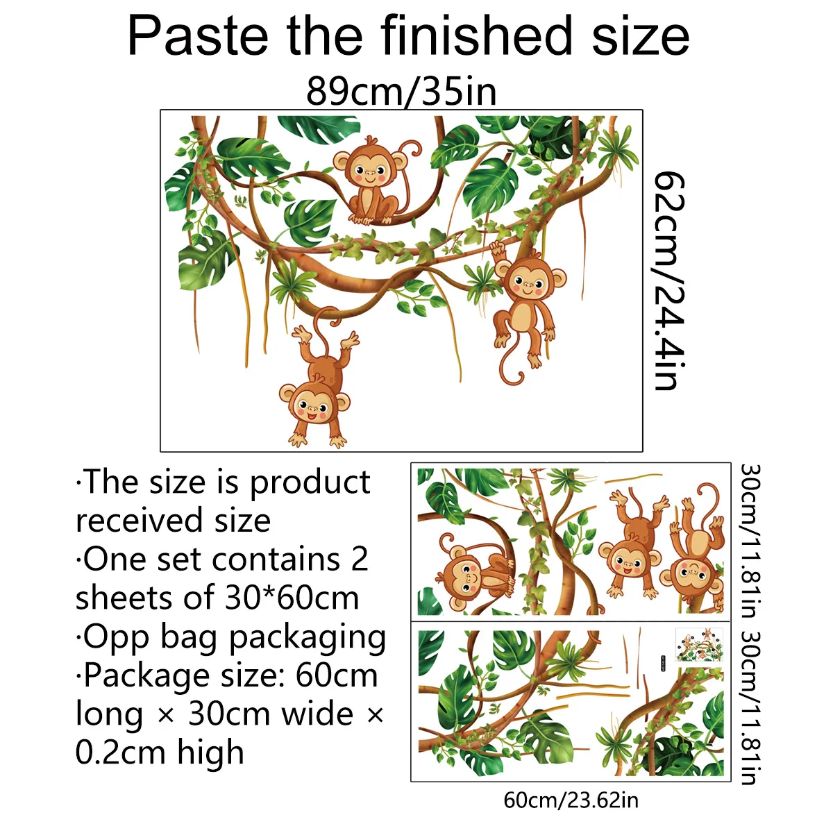 Маленькая обезьяна скалолазание дерево зеленое растение фотообои для детской