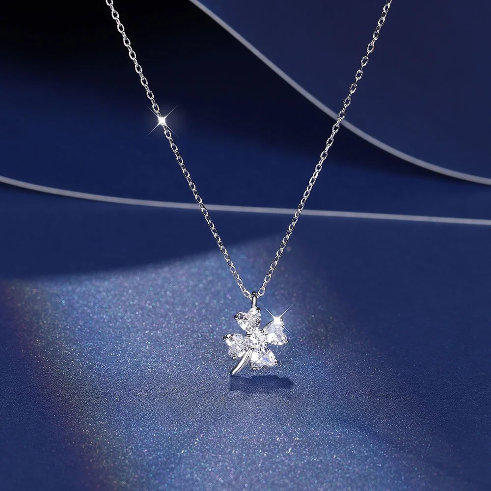 Ожерелье Lucky Clover из стерлингового серебра 999 пробы женское легкое роскошное