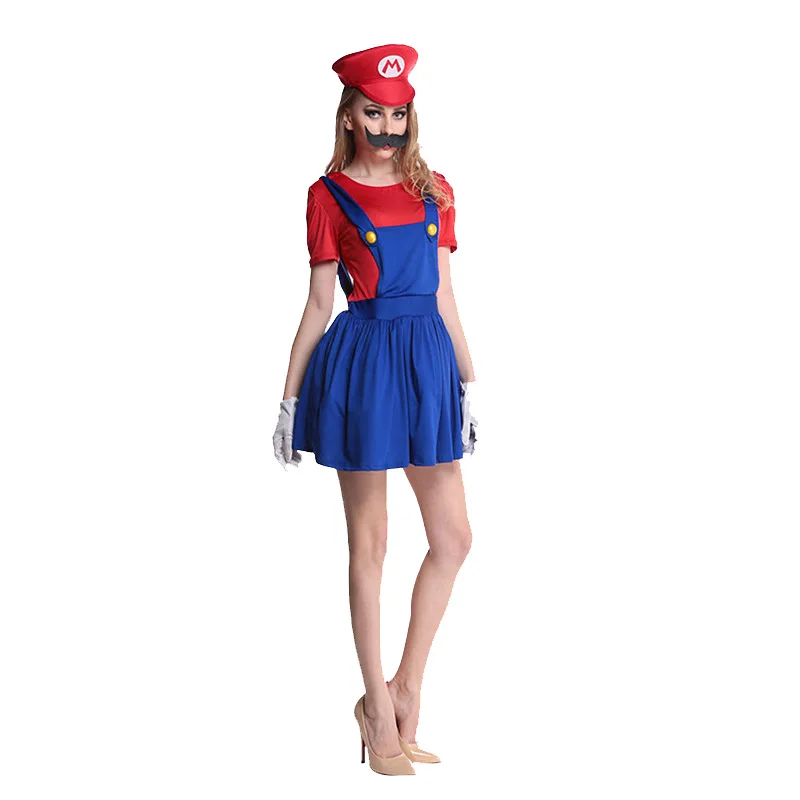 Super Luigi Mari Brothers Costumes Cosplay Jumpsuit Mari LUIGI Bros Family Adult Kids Halloween Costume Fancy Party Dress Suit