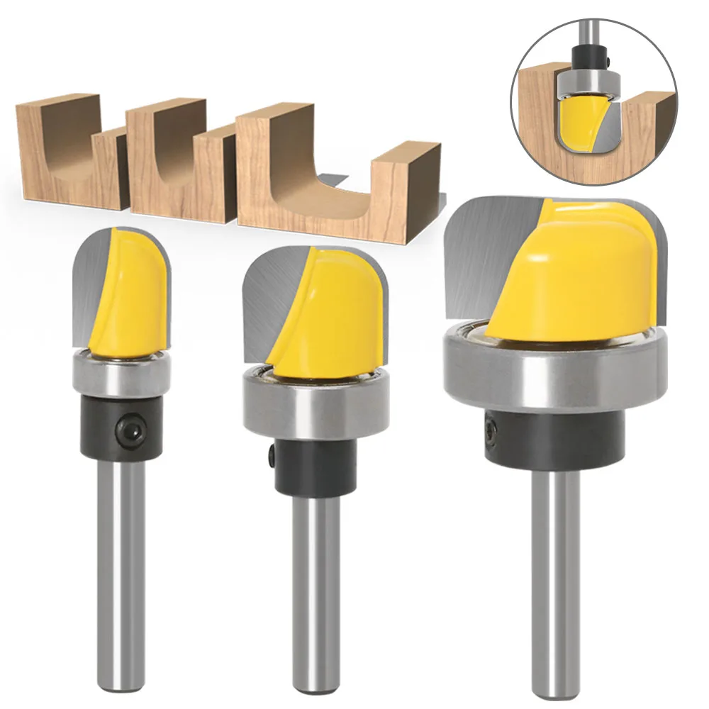 

3PC/Set 1/4" 6.35MM 6MM Shank Milling Cutter Wood Carving 1/2" 3/4" 1-1/8" Diameter Bowl & Tray Template Router Bit Wood Cutting