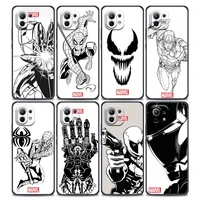phone case for xiaomi mi 11 11t 11x pro lite ne 12 poco x3 f3 m3 m4 nfc pro case soft thin cover marvel heros iron man spiderman