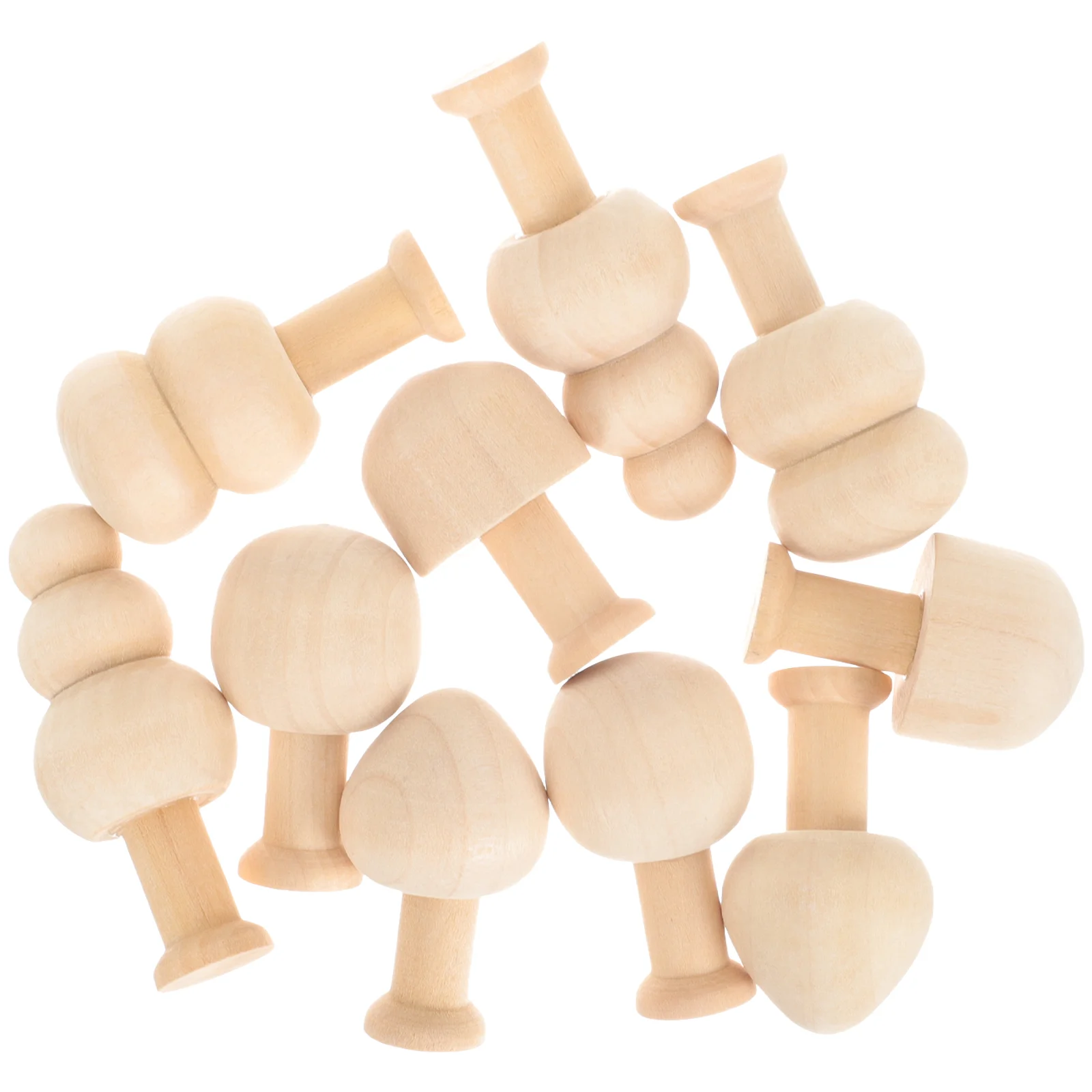 

Small Wooden Mushroom Unpainted Toy Shapes Miniature Light House Decorations Home