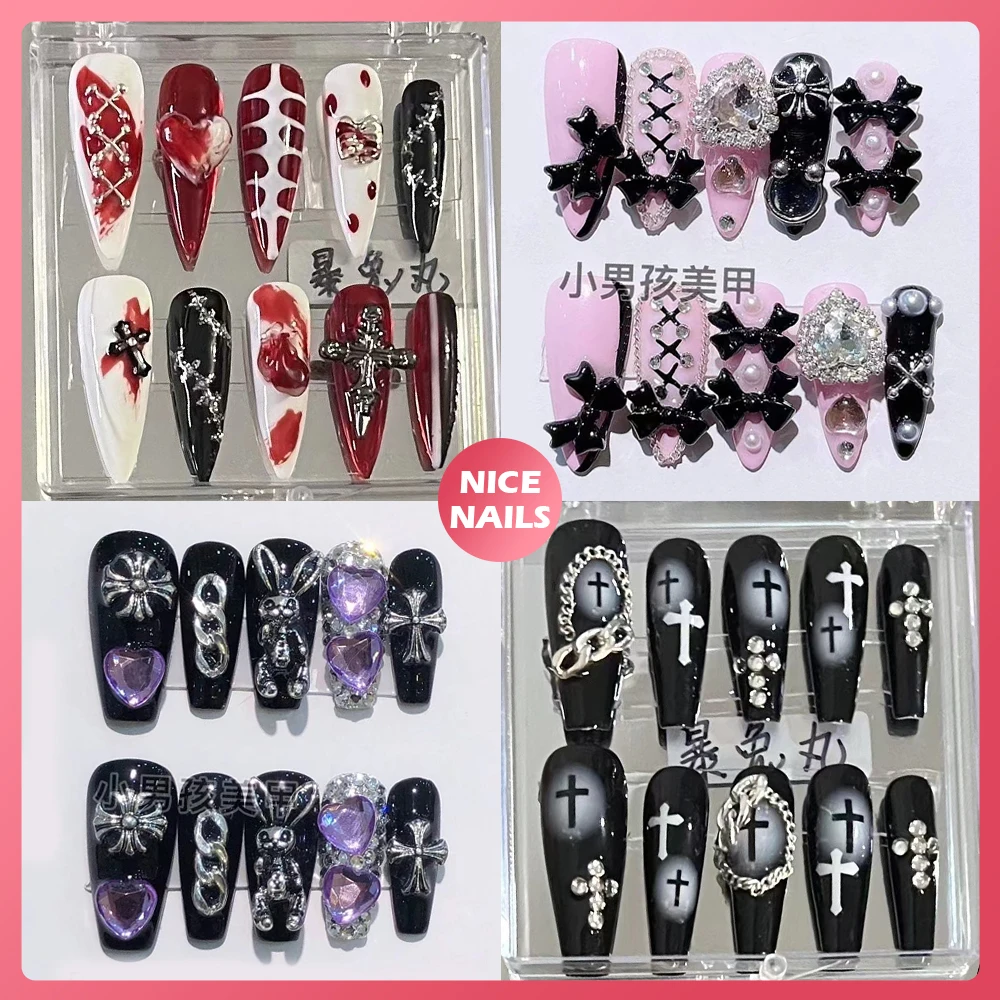 

Nice Nails Fashion Cool Press On Nails Full Cover Hand-Painted Manicuree Decoration Sticker Woman Nail Art Y2K HotGirl Nail Tips