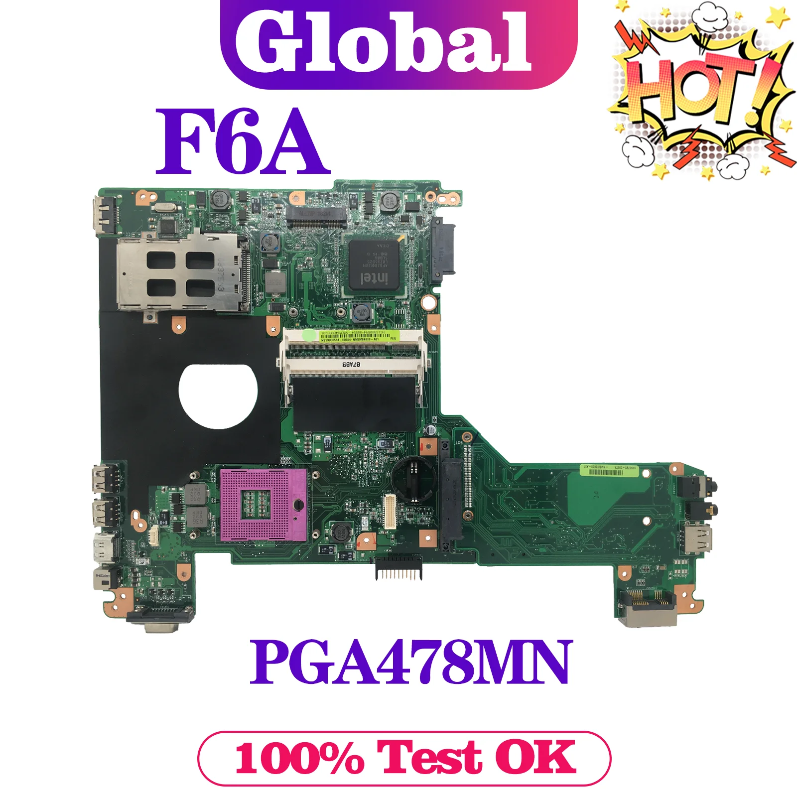 

Notebook F6A Mainboard For ASUS F6 Laptop Motherboard Support I3 I5 PGA478MN REV:2.1 DDR2 MAIN BOARD GM45