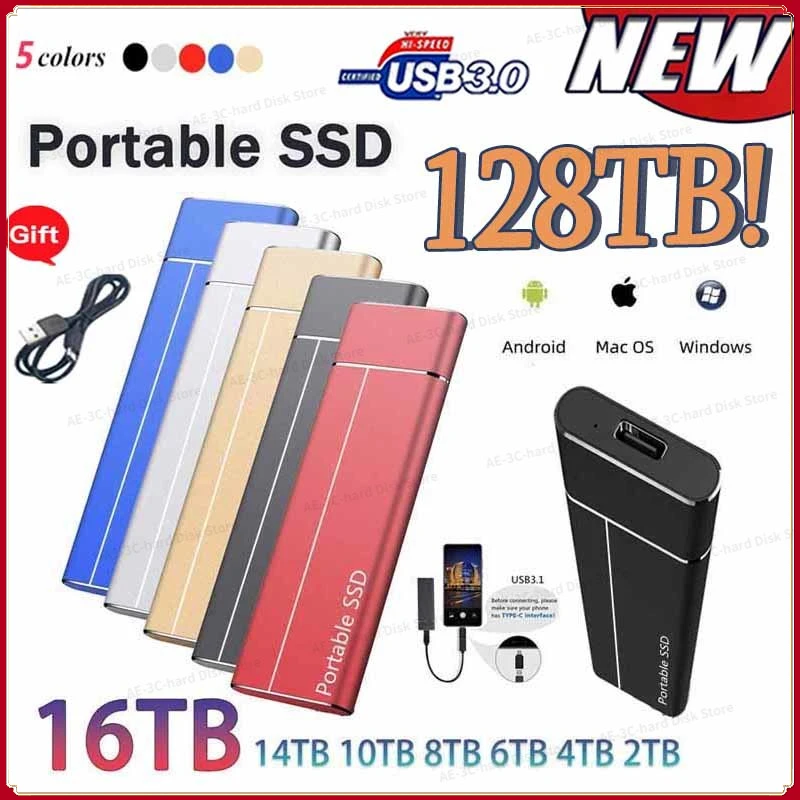 

100% Original SSD 128TB 64/8TB Portable High-speed External Solid State Hard Drive USB3.0 Interface Mobile Hard Drive for Laptop