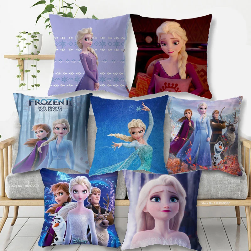 

Disney Elsa Frozen Princess Cartoon Cushion Cover Pillowcase on Airplane Sofa Girl Gift 40x40cm