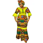 Новинка Дашики женские длинные платья с головным платком базин богатые африканские лоскутные платья для женщин одежда в африканском стиле WY3183