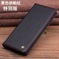 hot luxury genuine leather magnet clasp phone cover case for iphone se 3 se3 kickstand holster case protective full funda