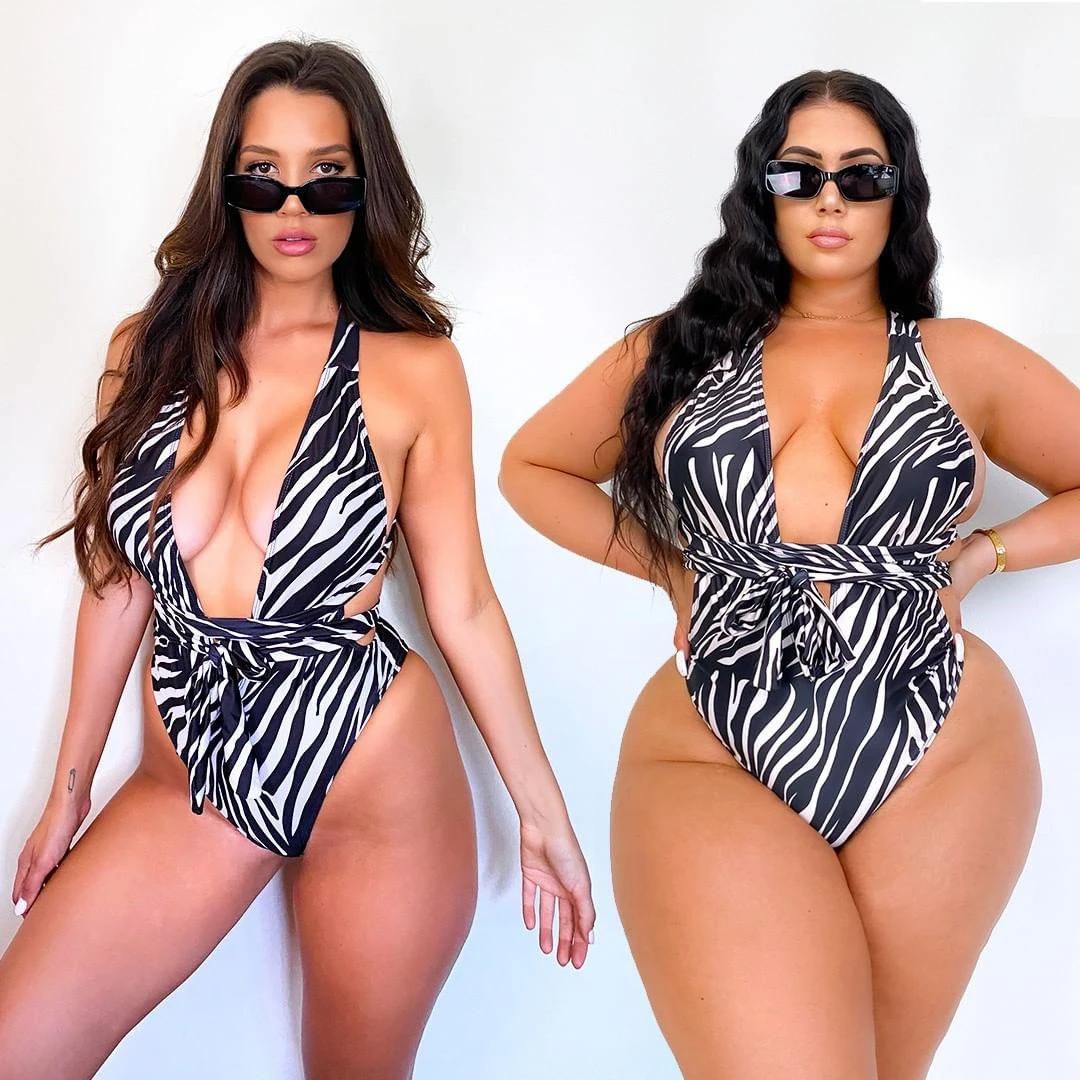 

Bathing Suit Women 2022 One Piece Swimsuit Plus Size Swimwear Bathing Suit Plunge Monokini Bandage Bodysuit Trikini Swim Suit