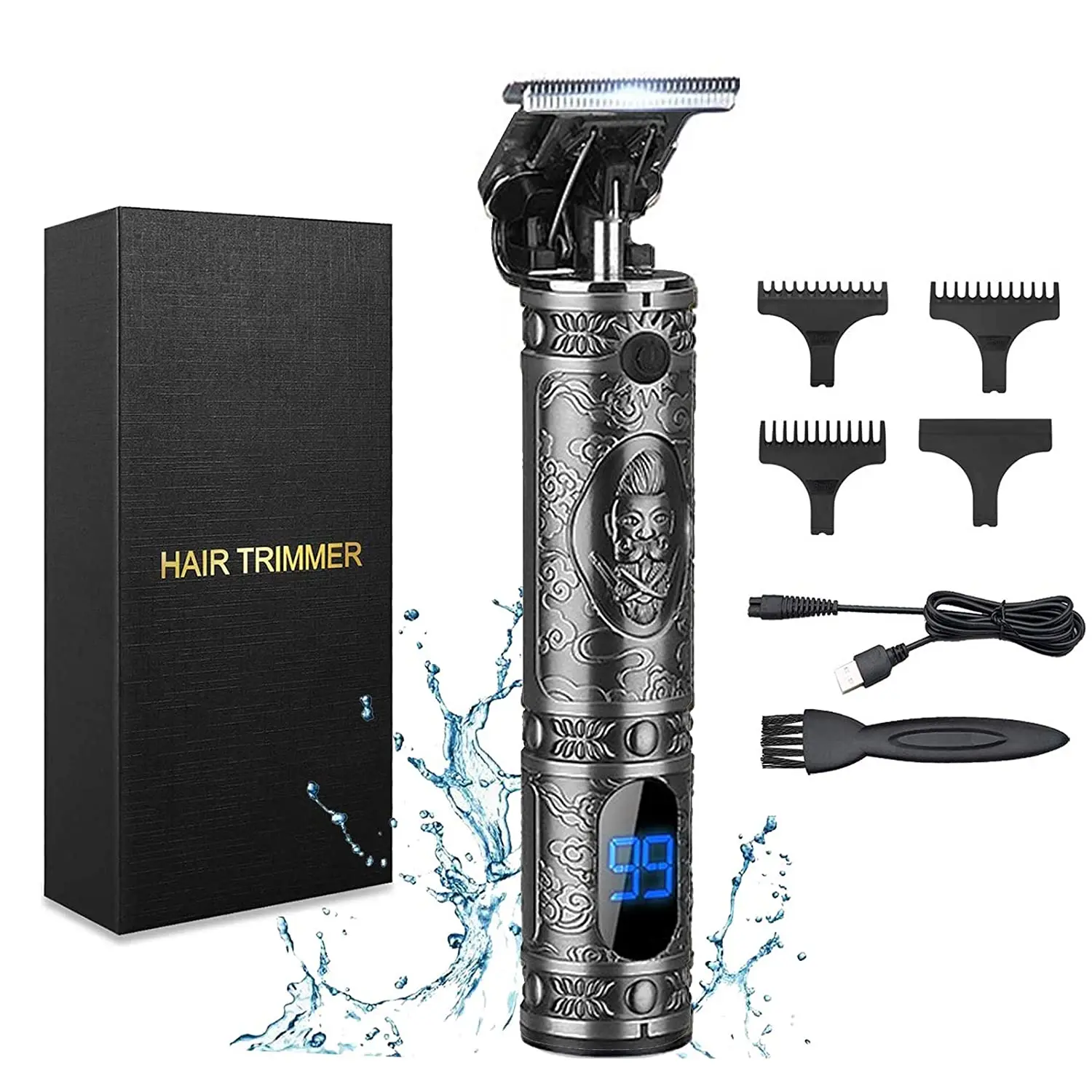 

Electric Cordless Hair Clipper Grooming Cutting T-Blade Trimmer Kit Rechargeable Trimmer for Men Zero Gapped Beard Shaver Barber
