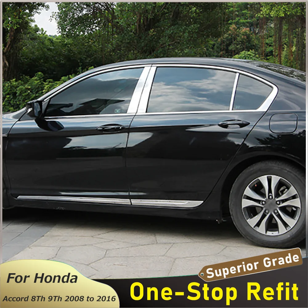 

Exterior Car Mouldings For Honda Accord 8Th 9Th 2008 to 2016 Stainless Steel Window Pillar Trim Cover Strips Sticker