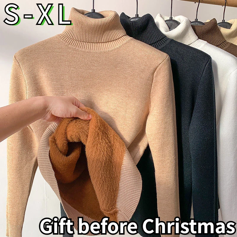

Женский Зимний вязаный пуловер, элегантный плотный теплый свитер с длинным рукавом и высоким воротником, осенние базовые свитера, повседне...