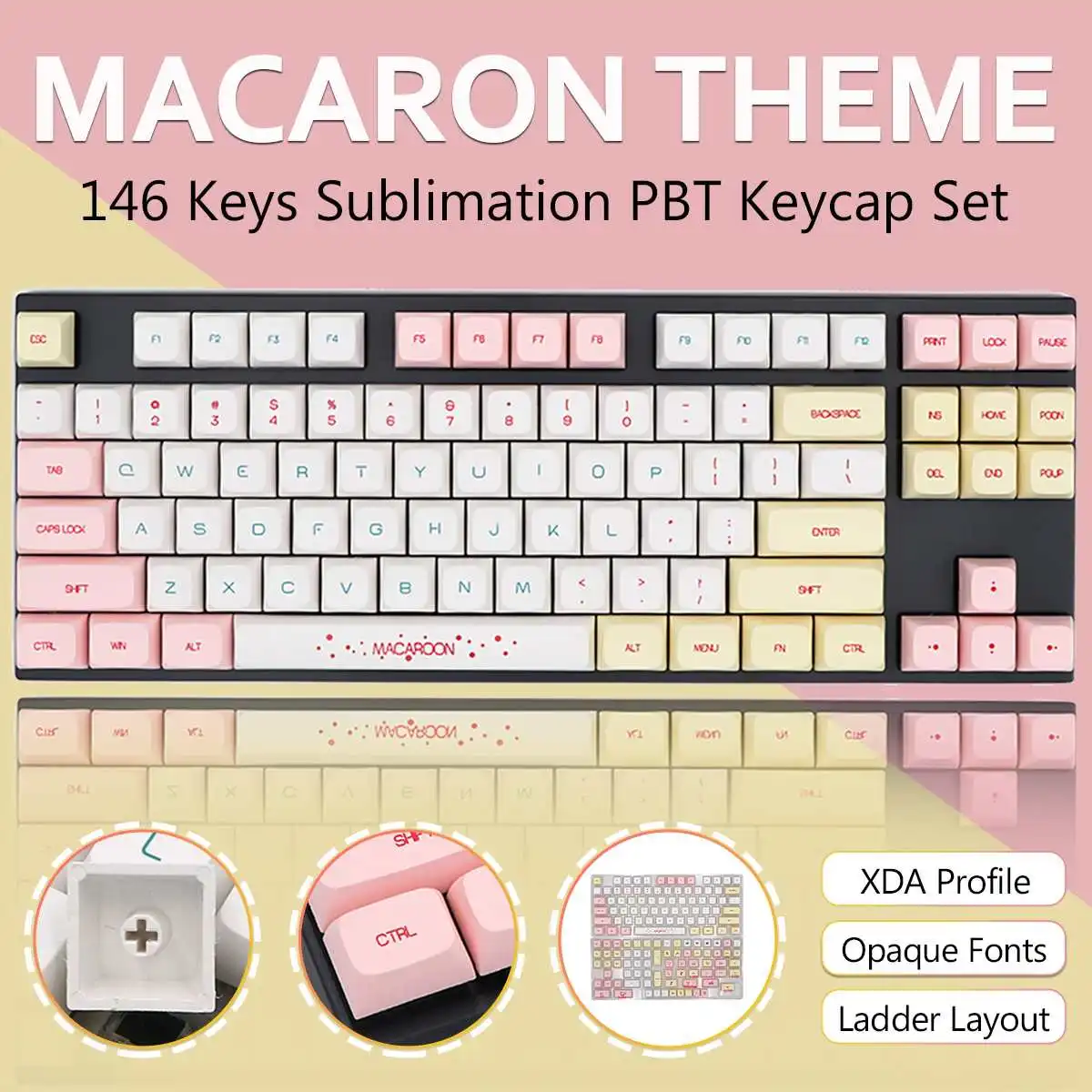 

146 Keycaps XDA Profile PBT Keycaps Macaron DYE Sublimation Keycaps For Wired USB Mechanical Gaming Keyboard