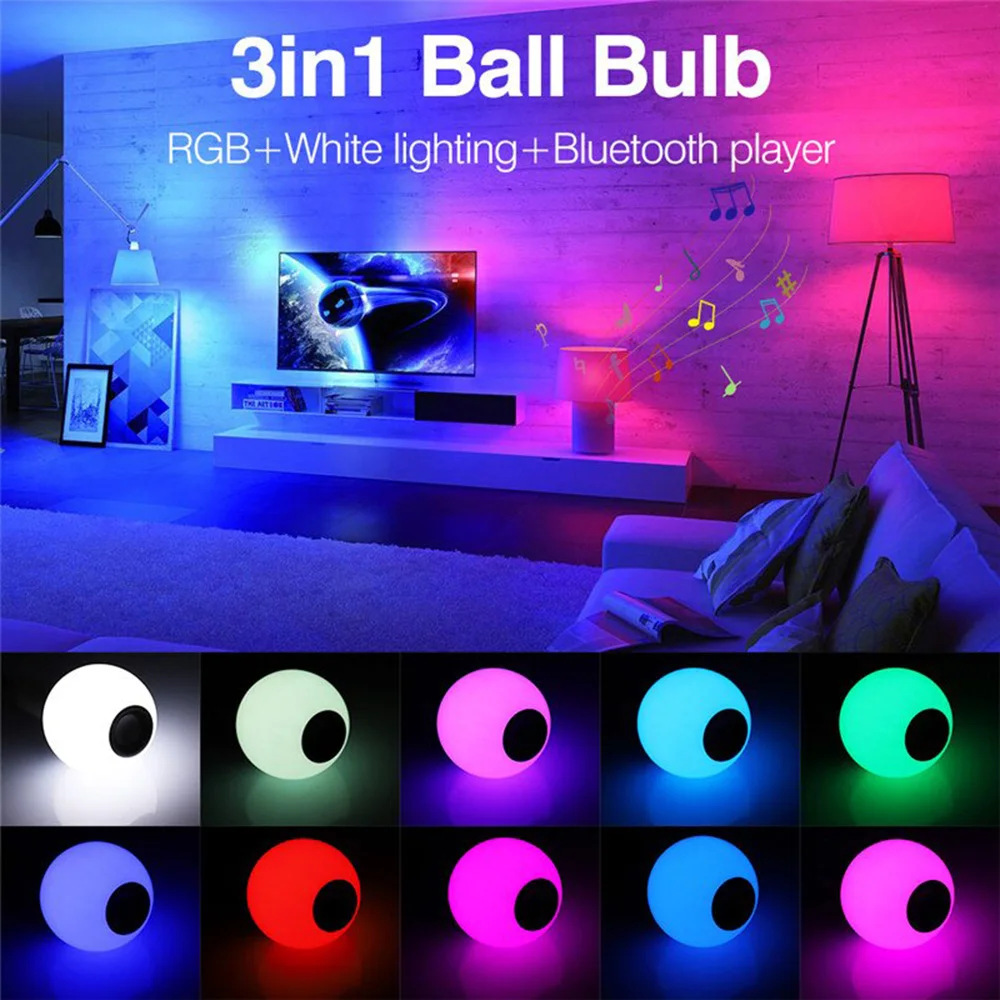 

12W E27 Smart Light Bulb RGBW LED Music Light Wireless Bluetooth Speaker Lamp Color Changing Night Light With Remote Control