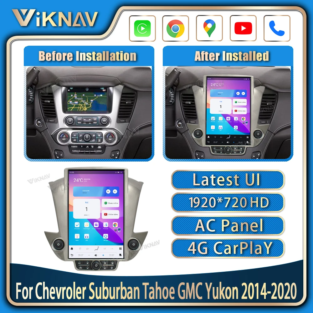 

Автомагнитола Android11 для Шевроле, внедорожник Tahoe GMC Yukon 2014-2020, сенсорный экран 14,4 дюйма, мультимедийный плеер с GPS-навигацией