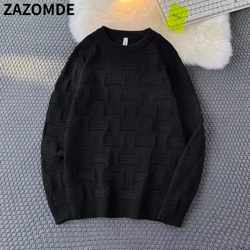 2022 Men's Knitted Pullover Casual Slim Fit Warm Sweater Autumn Winter Long Sleeve Round Neck Knitwear Tops Pullover Homme