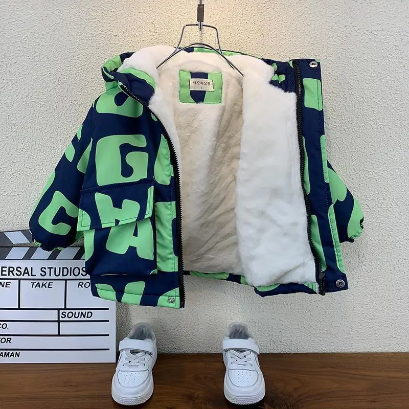 

Boys Coat Jacket Outwear Tops Cotton 2023 Fashion Thicken Plus Velvet Winter Autumn Plus Size Overcoat Children's Clothes