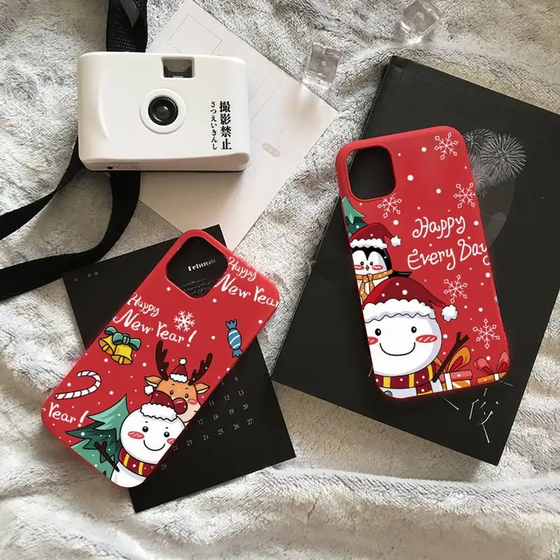 

Merry Christmas new year Phone Case Candy Color for iPhone 6 7 8 11 12 13 s mini pro X XS XR MAX Plus