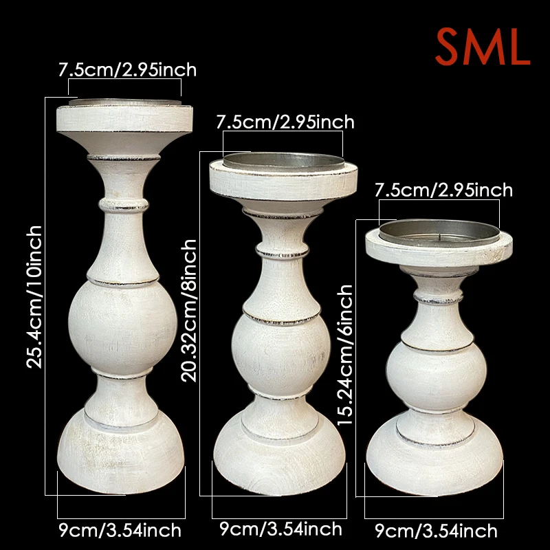 Набор из 3 свечных подсвечников для стола из дерева в ретро-стиле для домашнего декора в европейском стиле, стойка для свечей в ностальгическом стиле фотопроп.