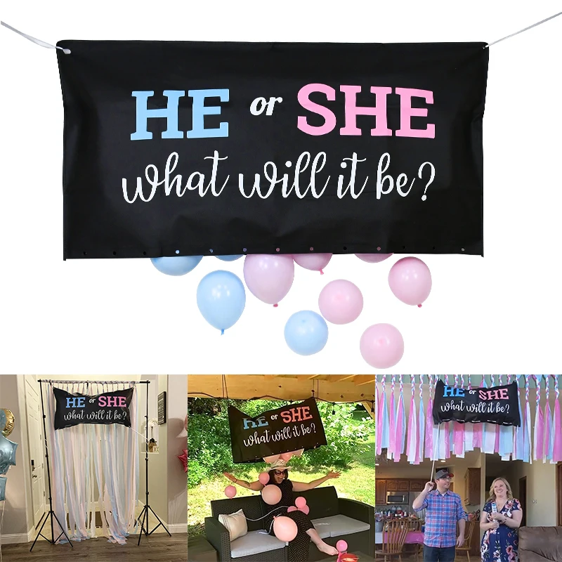 

1set Gender Reveal Balloon Bag He Or She What Will It Be Balloon Zipper Bag Drop Gender Reveal Ideas Party Supplies Decoration