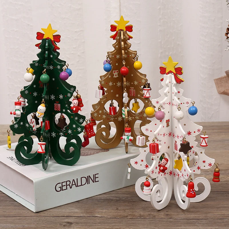 

Christmas Tree Children's Handmade DIY Stereo Wooden Christmas Tree Scene Layout Christmas Ornaments Xmas Decoration Navidad