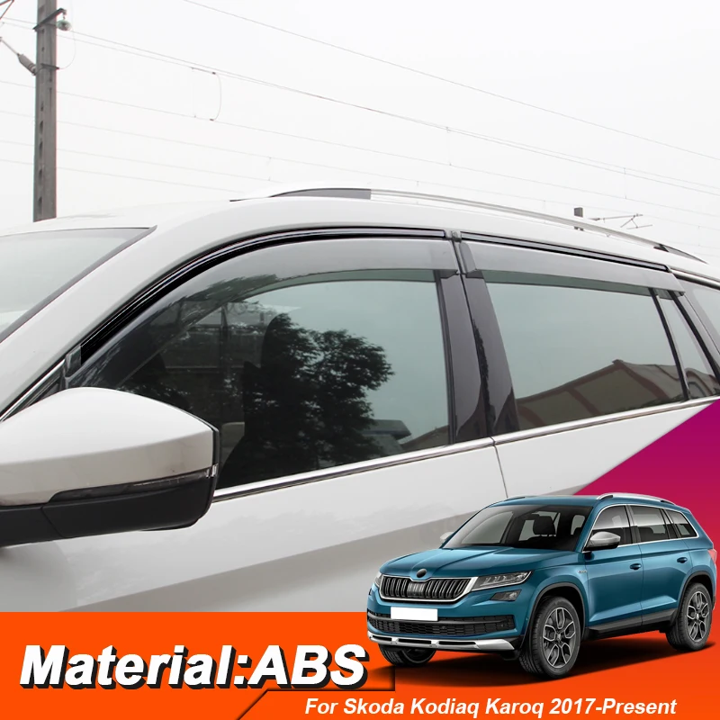 

Car Window Awnings Shelters Protection 4pcs PVC For Skoda Kodiaq GT Karoq 2016-2023 Visor Rain Sun External Auto Accessories
