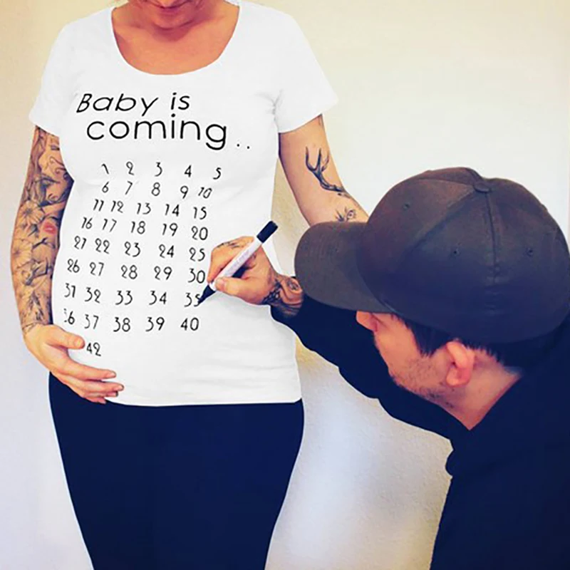 

Summer Women Maternity T Shirt Short Sleeve Pregnant Woman Tops Letter Funny Print Pregnancy Clothes Female Blouse ropa maternal