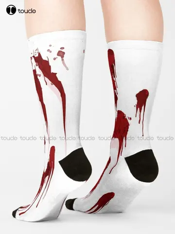 Кровавые руки, Счастливого Хэллоуина, дневные белые носки, персонализированные, унисекс, для взрослых, подростков, Молодежные носки, индивидуальный подарок, уличная одежда