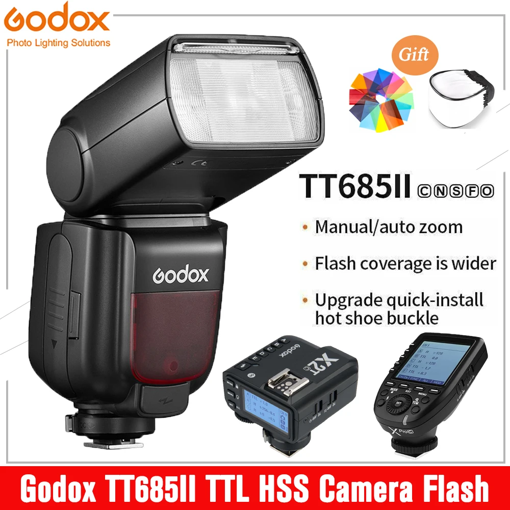 

Godox TT685II TTL HSS Camera Flash TT685IIC TT685IIN TT685IIS Built-in 2.4G Wireless X System for Canon Nikon Sony Fuji Olympus