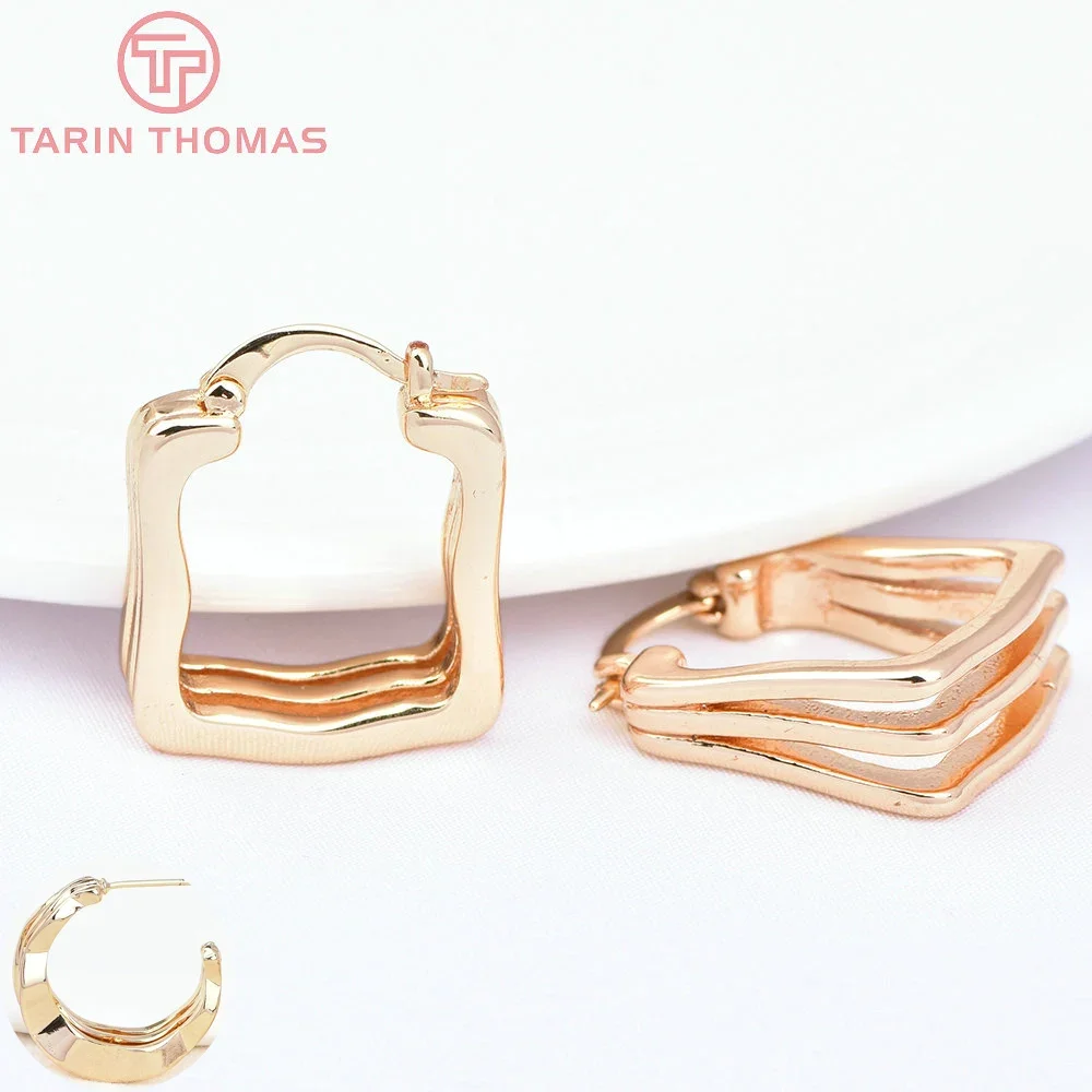 (7493) 2 шт. 18x22 5 мм 24-каратное золото латунные серьги-гвоздики неправильной формы