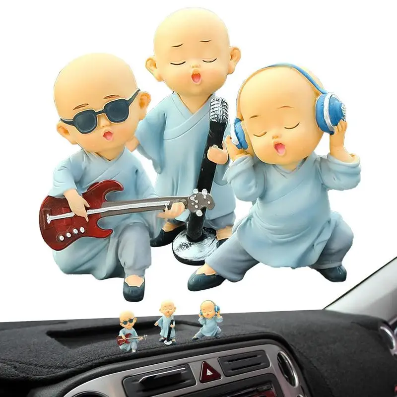 

Car Dashboard Ornaments Little Monk Car Interior Styling Accessories Sweeping Band Monk Car Decoration Figurines Resin Statue