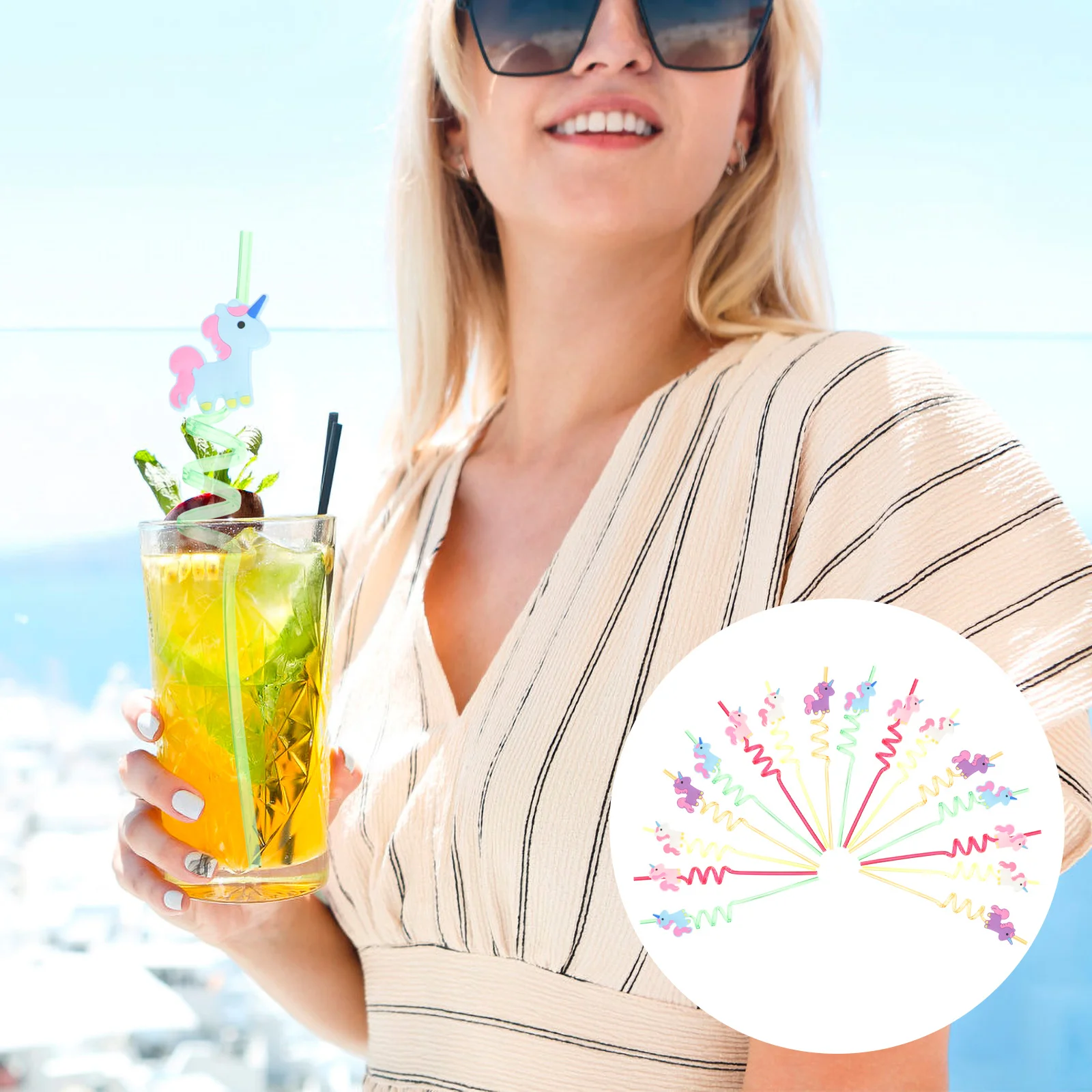

16pcs Unicorns Drinking Straws Reusable Plastic Straws Cartoon Animal Straws for Drinking Party Home