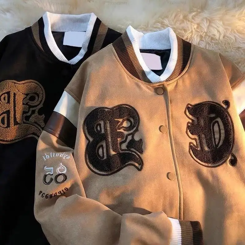 Винтажная куртка в стиле хип-хоп пэчворк с вышивкой пальто Y2k Готическая Женская