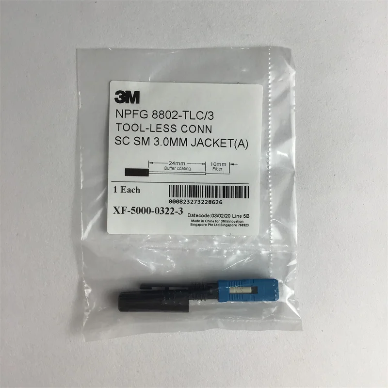 Good Quality 3M SC/UPC Pre-embedded optic fiber quick connector SC SM NPFG 8802-TLC/3 Fast Connector