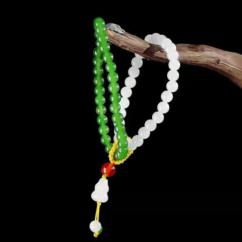 

Genuine Natural Jade Bracelet Women Fine Jewelry Green White Hetian Jades Double Layer Bracelets Bangle For Girlfriend Mom Gifts