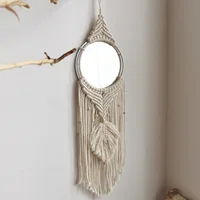 Tassels Decorative Macrame Wall Mirrors Bohemia Wall Hanging Decor Tapestry Pendant for Bedroom Ornament Room Decor Accessories