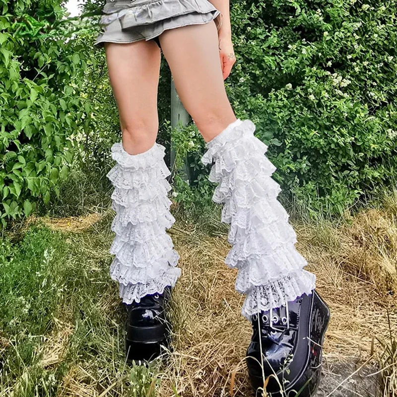 

Носки женские Многослойные до колен, милые кружевные носки в стиле "Лолита", Y2K, сочетающаяся с японской девушкой Одежда