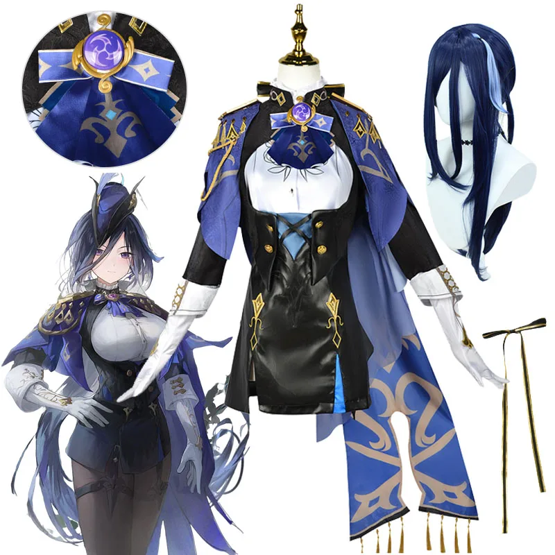 

Game Genshin Impact Clorinde Cosplay Costume Uniform Hat Accessory Wig Adult Suit Halloween Carnival Party Costume for Women