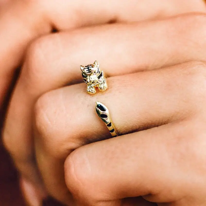 

Simple Fashion New Animal Tiger Ring Opening Adjustable Jewelry for Women Men Jewelry