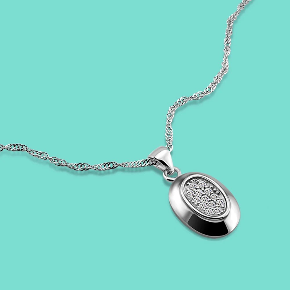 

925 Sterling Silver Necklace Delicate Oval Shape Pendant Necklaces Women Jewelry Birthday Gift Anniversary Party Kettingen