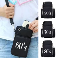 unisex shoulder mobile phone bag for iphone huawei xiaomi cell phone pouch handbag women wrist package with printed years series