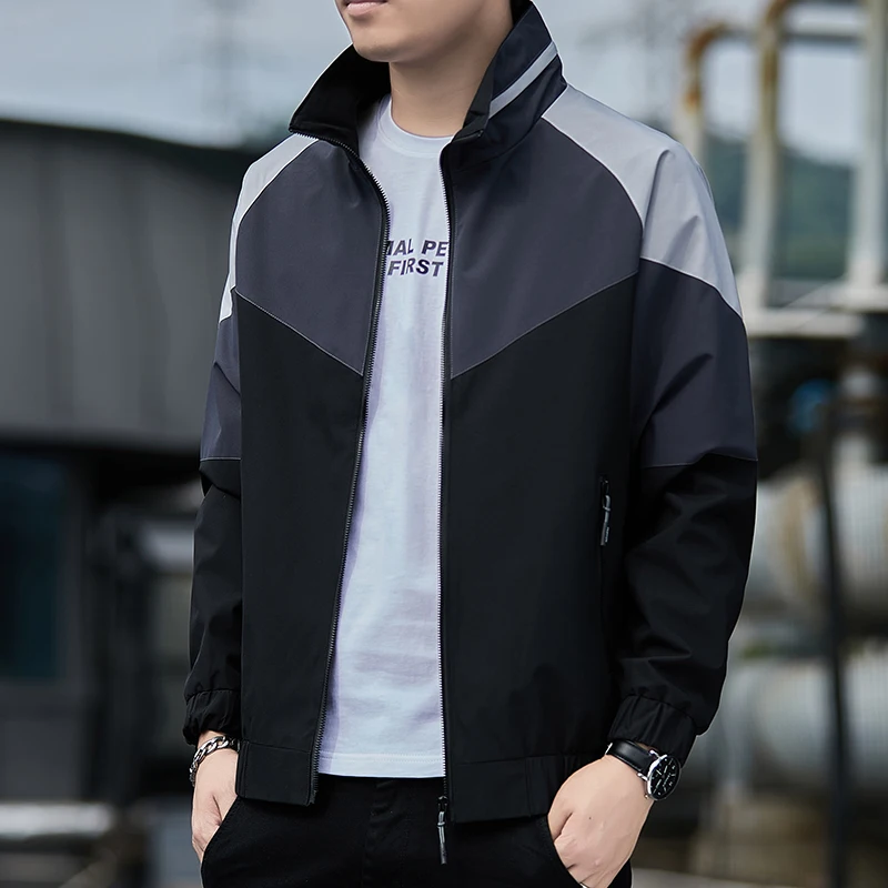 Spring Bomber Jacket Men Fashion Clothing Thin Lightweight Casual Jacket Men Stand Collar Casual Slim Fit Baseball Collar Coats