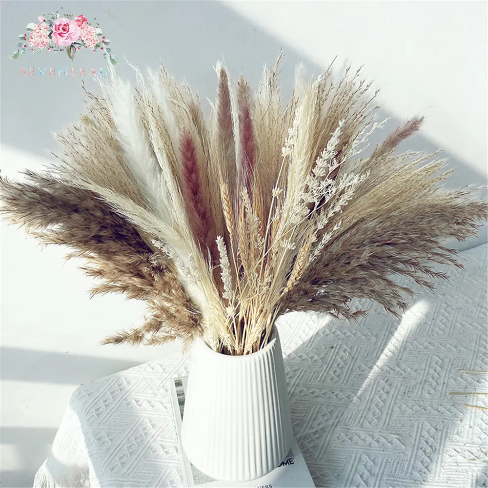 

70pcs Dried Flowers Pampas Grass Bouquet for Wedding Decoration Lovergrass Bunny Rabbit Tail Artifical Flower Home Country Decor