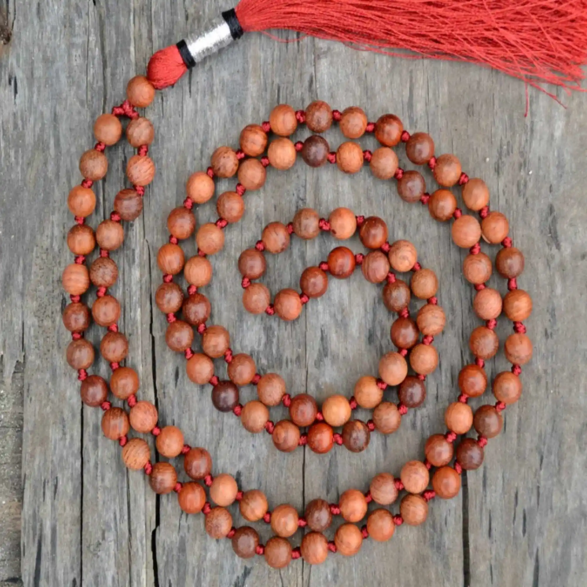 

8mm Natural red round Sandalwood 108 knot necklace Relief Bless Calming Mental Seven Chakras Cuff Souvenir Chic Blessing Pray