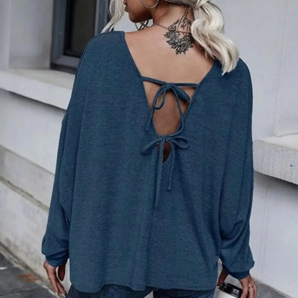 

Stylish Autumn Winter Pure Color Loose Blouse Party Blouse Comfy Soft