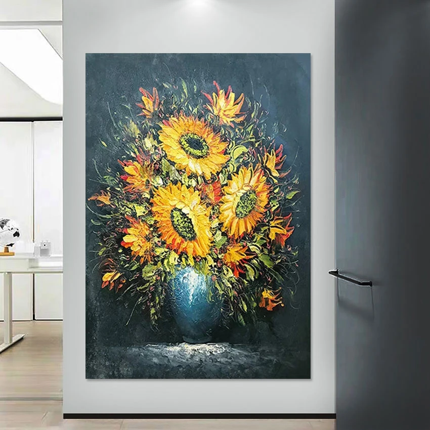 

Flower Wall Canvas Picture Luxury Wall Art Decor Gift Abstract Acrylic Unframed High Quality Artwork Famous Sunflower Paintings