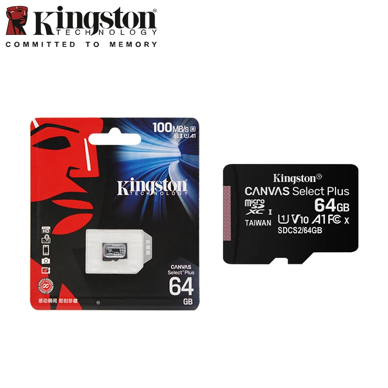 

Kingston Canvas Select Plus Micro SD Card 32GB 64GB 128GB 256GB 512GB Memory Card C10 A1 Flash Card Up to 100MB/s read TF Card