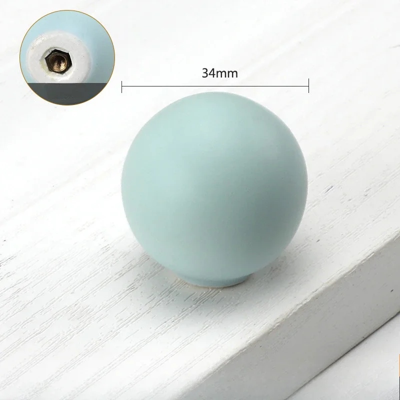 Ручки для шкафов XJIUDA керамические круглые розовые синие